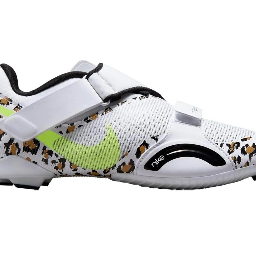 Nike White and Leopard Cycling Shoes